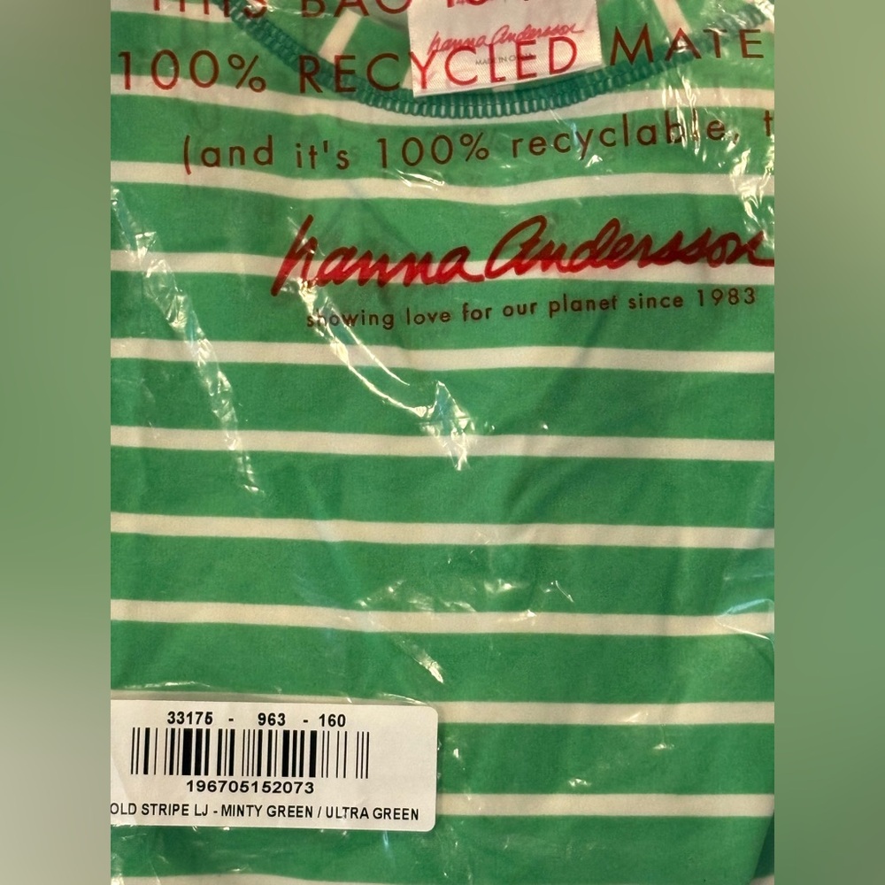 2 FOR 20! Hanna Andersson Girl Size 10 Green White Striped Swim Shirt Rashguard - Picture 9 of 13